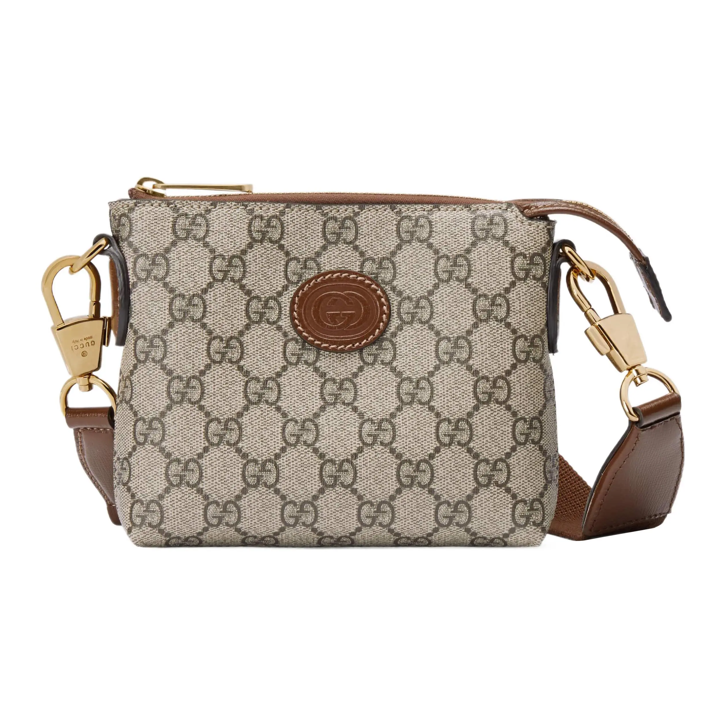 Gucci Double G Canvas and Leather-Trimmed Crossbody Bag for Men in Black