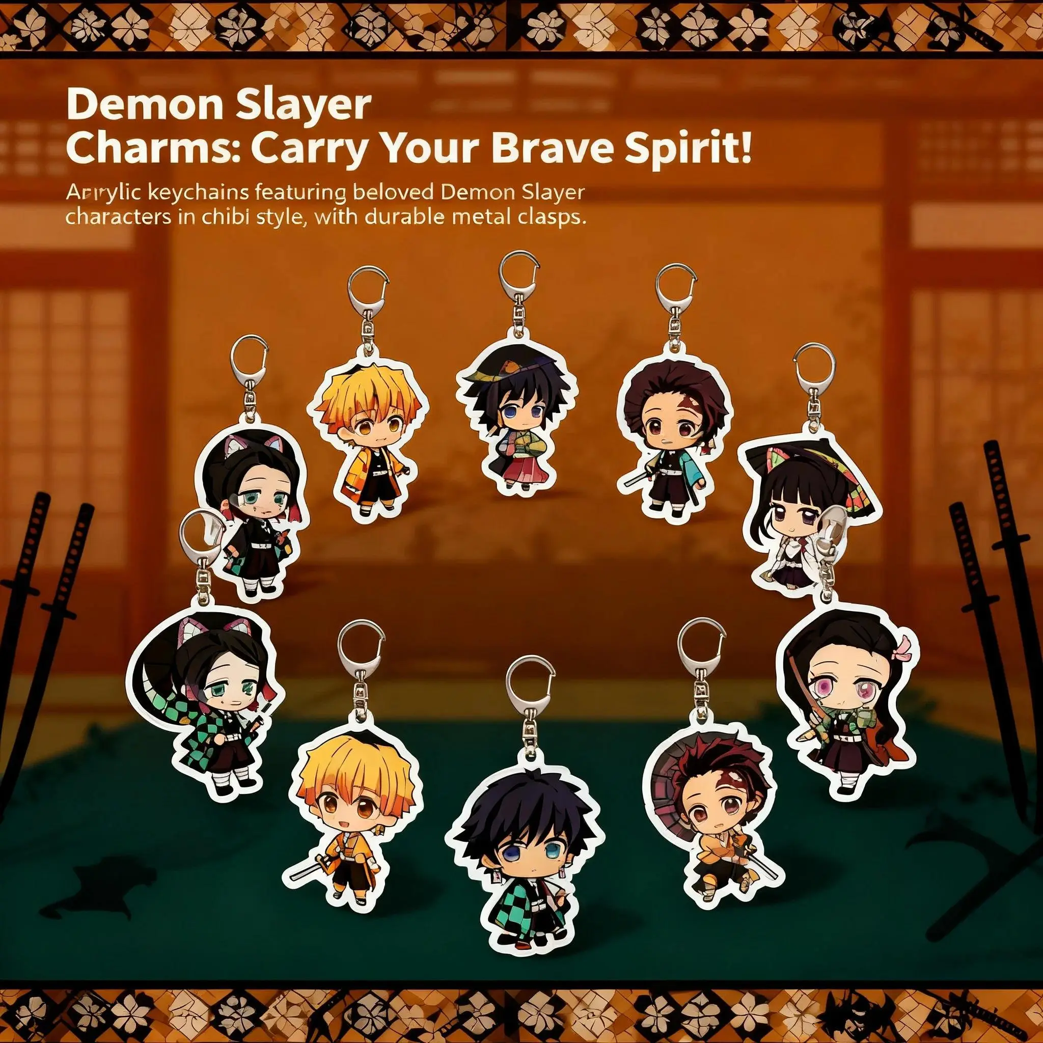 2026 new hot item Anime Acrylic Keychain Demon Slayer Nezuko Tanjiro Zenitsu Accessories Pendant Cute Kawaii Gift for Fans Collection Cosplay