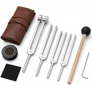 Tuning Fork Set - 128Hz, 432Hz, 512Hz, 528Hz Weighted & Unweighted Frequency Tools with Mallet, Sound Healing Instruments for Yoga, Meditation & Mindfulness