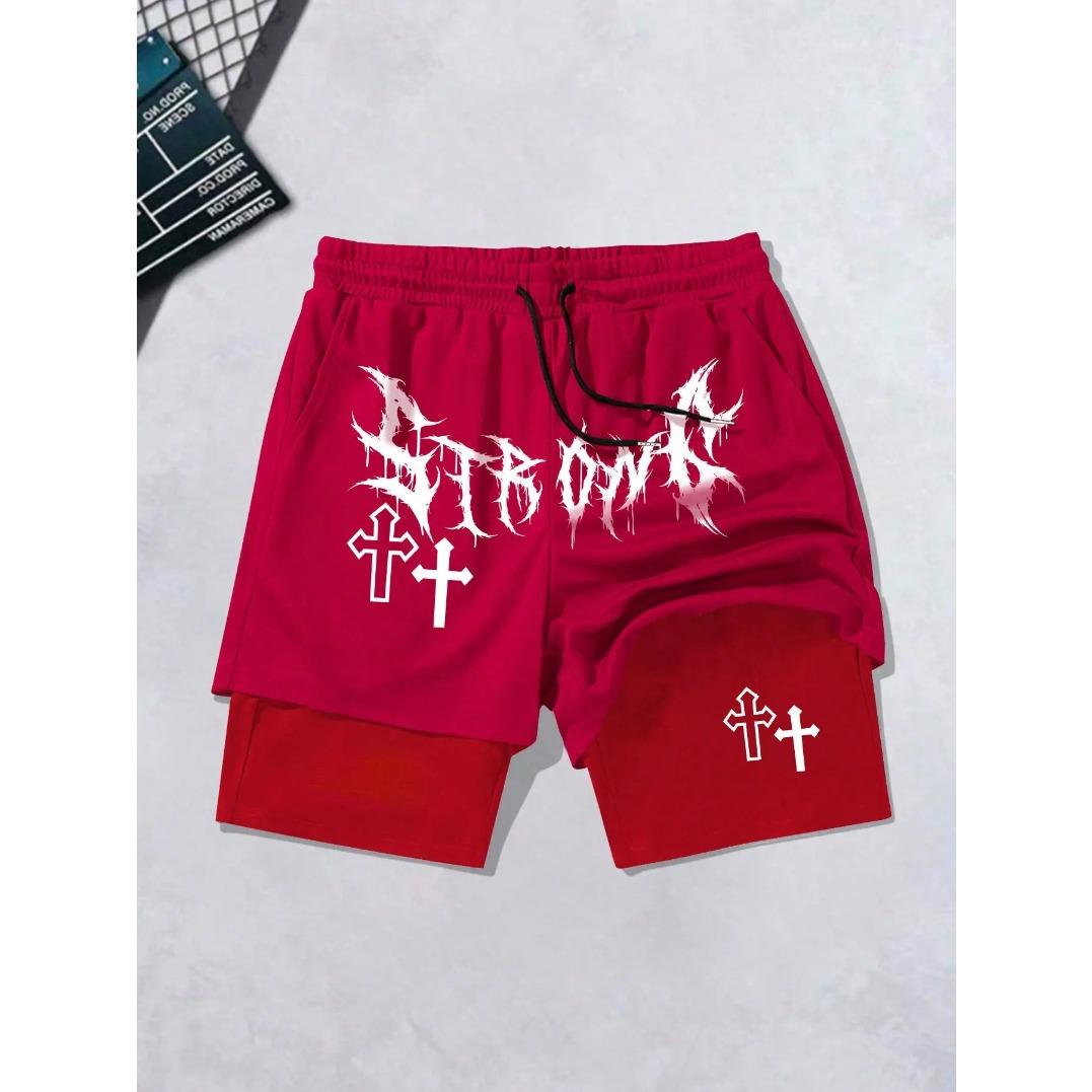 Men's Cross Print Graphic Shorts Athletic Wear Regular Fit Casual Comfy Breathable Shorts for Daily Wear Summer Essentials Unisex Street Style Active Lifestyle Shorts