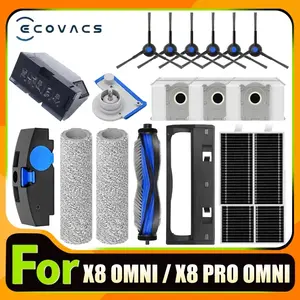 Replacement Parts for Ecovacs X8 Pro Omni/x8 Omni Robot Vacuum, Main Brush Roll, Side Brush, Dust Bag, Hepa Filter, Cleaning Accessories