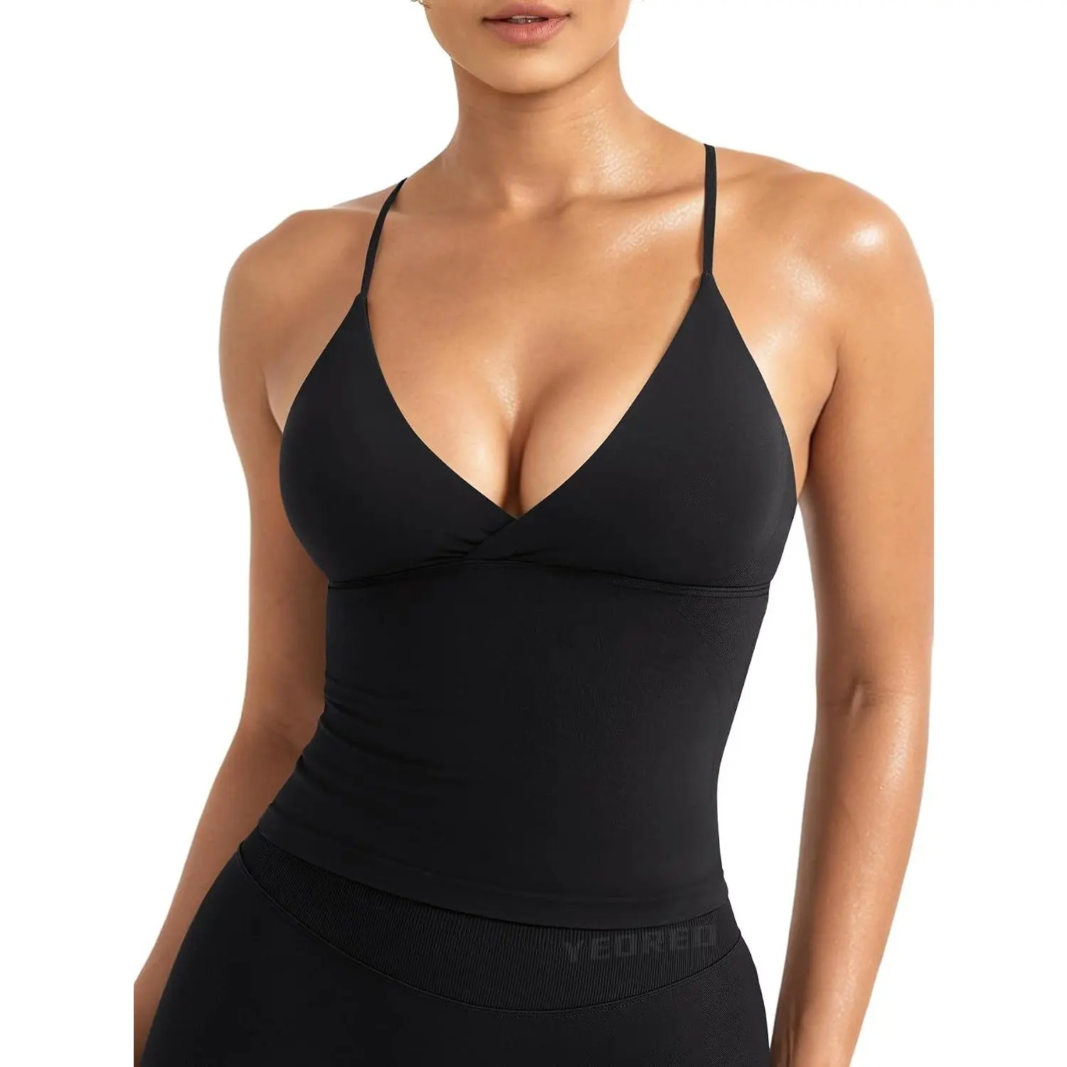 LuxFlow Women's Seamless Sports Bra Tank Top - Twist Front Straps, Built-In Bra Pads, Longline Summer Camisole for Workouts