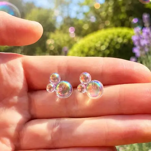 1Pair Rainbow Bubble Earrings, Color-Changing Magic, Handmade Witch Theme Gift, Flat Bottom Design, Perfect for Unique Accessories, Witchy Jewelry