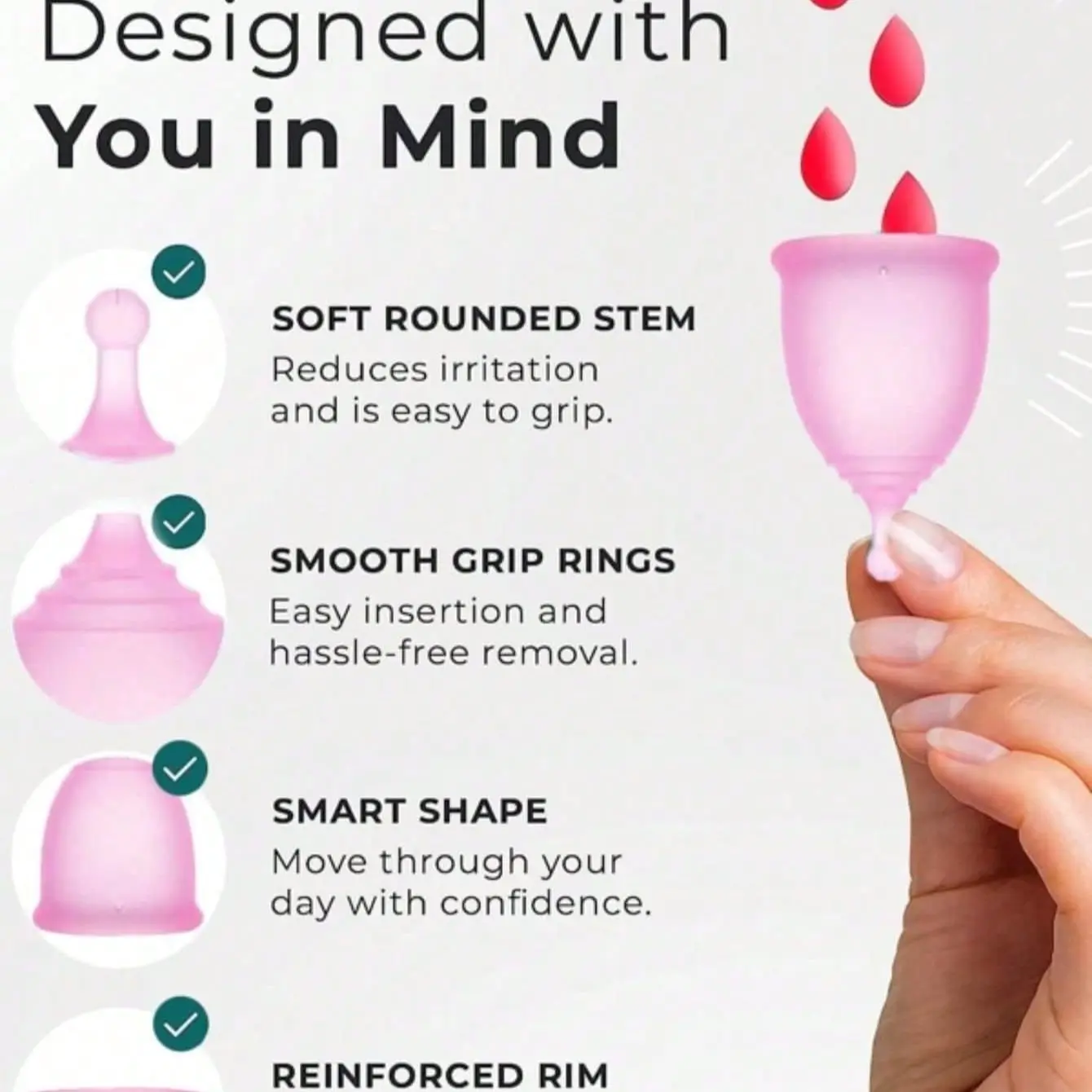 Silicone Menstrual Cup for Women, Leak-Proof Period Cup, Reusable Moon Cup, Comfortable and Durable, Ideal for Daily Use, Feminine Hygiene Products
