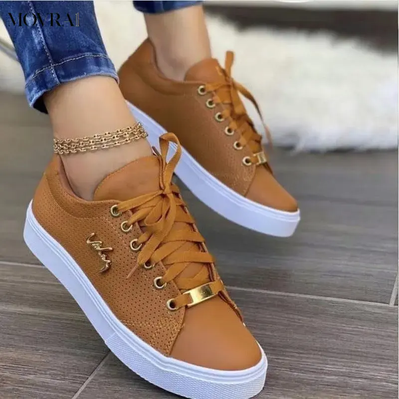 MOVRA1 Women's Breathable Lace-Up Flat Casual Walking Shoes, Versatile & Outdoor Shoe Daily Occasions, Shoes