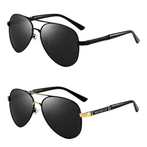 Men's Metal Frame Polarized Aviator Sunglasses Vintage Oversized UV400 Protection Anti-Glare Driving Glasses Retro Pilot Shades for Fishing Cycling Hiking Travel Daily Casual Outdoor Fashion Wear