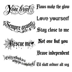 Personalized slogan pattern, semi permanent tattoo, waterproof and long-lasting for 7-15 days, cool and trendy herbal temporary tattoo sticker 6 * 22cm water transfer printing process