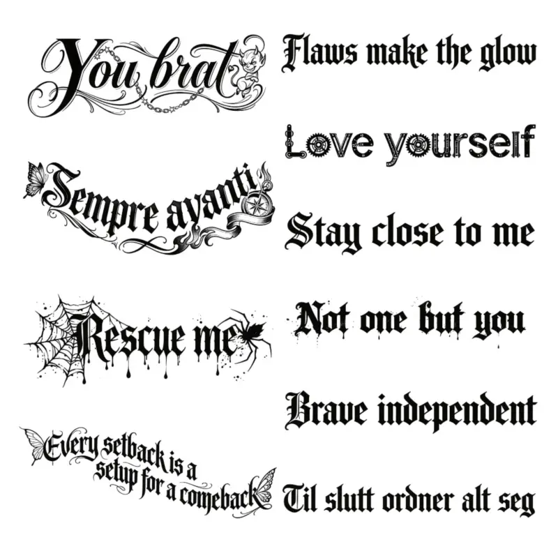 Personalized slogan pattern, semi permanent tattoo, waterproof and long-lasting for 7-15 days, cool and trendy herbal temporary tattoos stickers 6 * 22cm water transfer printing process