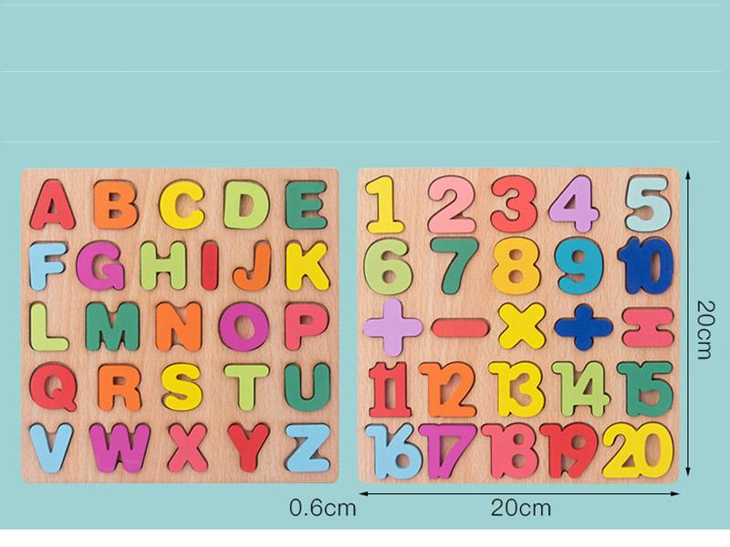 Baby Wooden Puzzles Montessori Toys 1 2 3 Years Toddler Toys Hand Grab Board Alphabet Number Cognition Learning Educational Toys