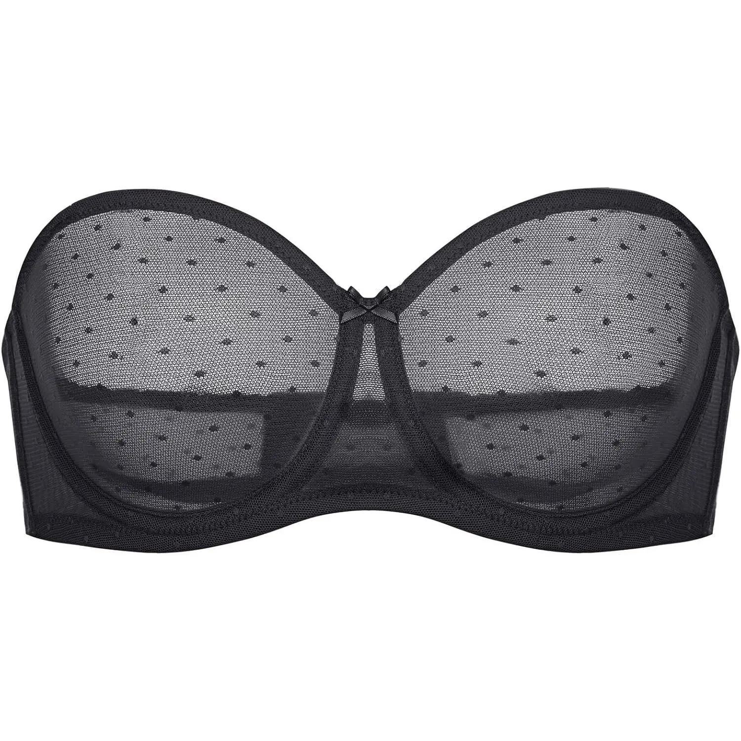 Women's Mesh Strapless Bra Sheer Unlined See Through Underwire Bras Plus Size