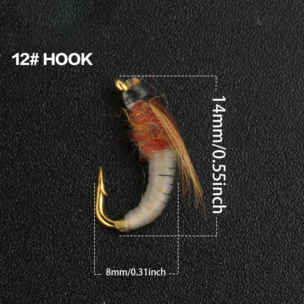 Waterproof Portable Nymph Fly Fishing Lure Set Size 12 Mustard Hook for Trout Realistic Nymph Design Tangle Free Fly Fishing Accessories Essential Freshwater Fly Fishing Combo