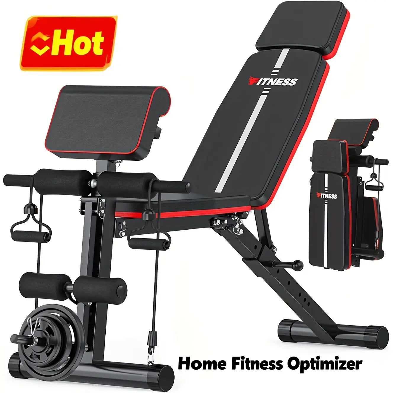 1pc Adjustable Weight Bench, Workout Bench for Full Body Exercise, Multifunctional Exercise Equipment for Home Gym Strength Training, Aowos
