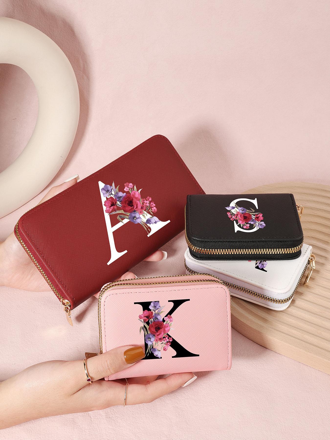 Women's Floral & Letter Pattern Wallet, Fashionable Zipper Card Holder, Casual Versatile Wallet for Daily Use