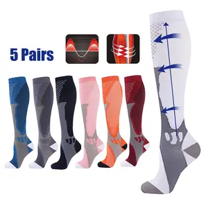 Compression Socks - 5 Pairs (20-30 mmHg) for Men & Women | Comfortable, Durable, and Supportive | Perfect for Everyday Use and Active Lifestyles | Breathable High Performance Fabrics