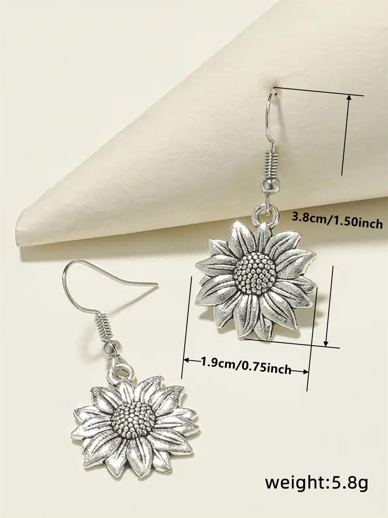 1 Pair Flower Shape Decorative Drop Earrings, Ear Hook Design, Vintage Boho Jewelry for Women, Lightweight Earring, Dangle Earrings