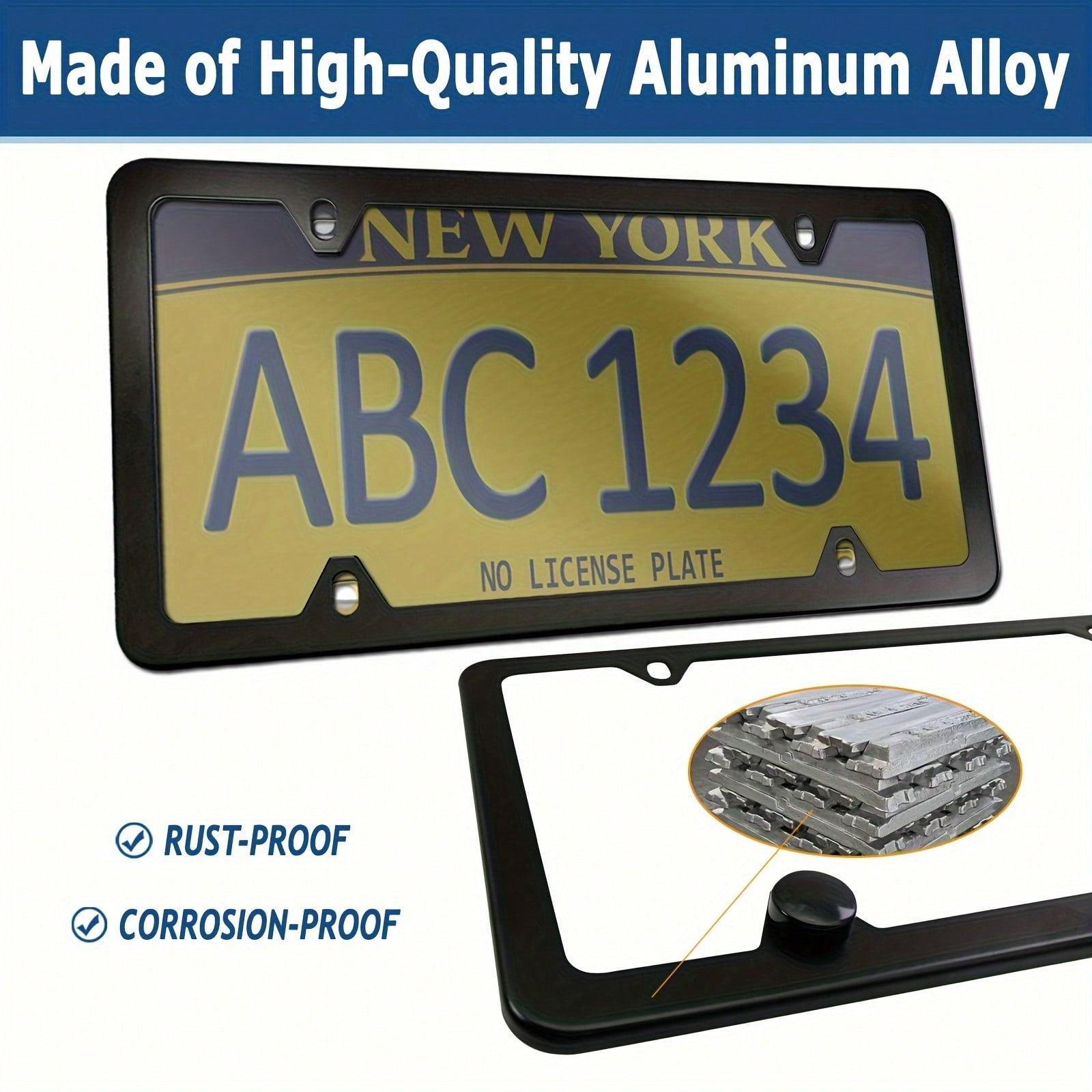 2pcs Universal License Plate Cover Frame - Aluminum Frame Holder Durable Weather, Resistant Rust, Proof w/Screws & Caps,Easy Installation(FS)
