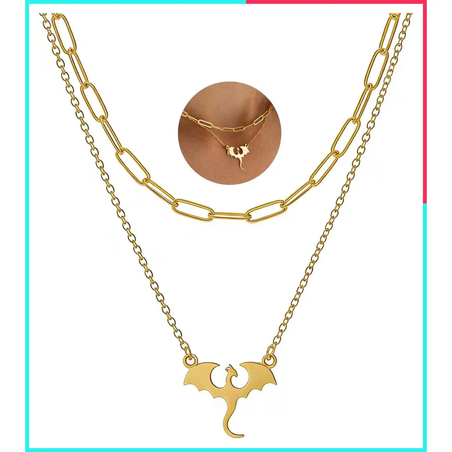Gold/Silver Plated Dainty Necklaces for Women - Dragon, Horse, Dachshund, Cat, Turtle Pendants, Simple Jewelry Gift