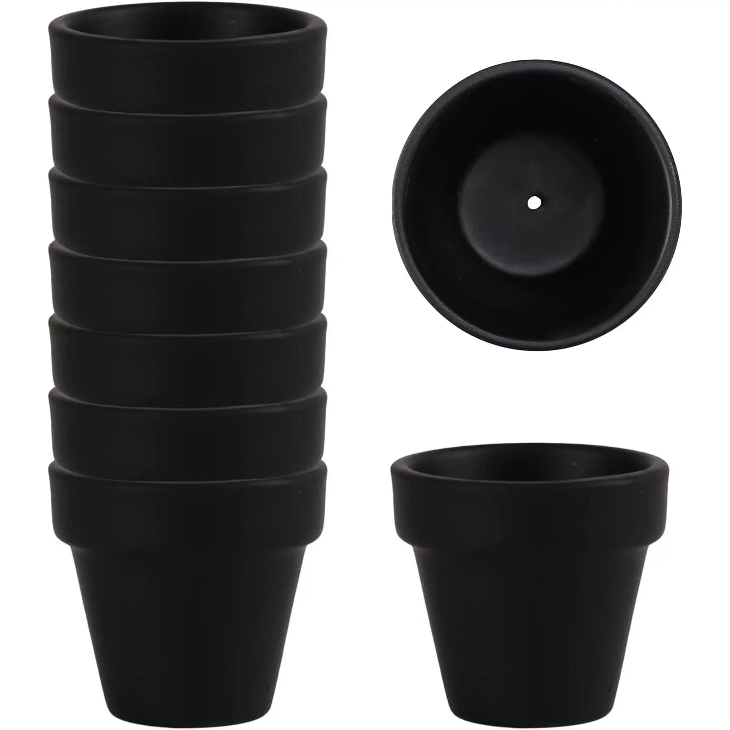 9 count Small Mini Black Clay Pots 2.1'' Terracotta Pot Clay Ceramic Pottery Planter Cactus Flower Pots Succulent  Pots-  for Window Boxes, Cactus, , Crafts, Wedding Favors