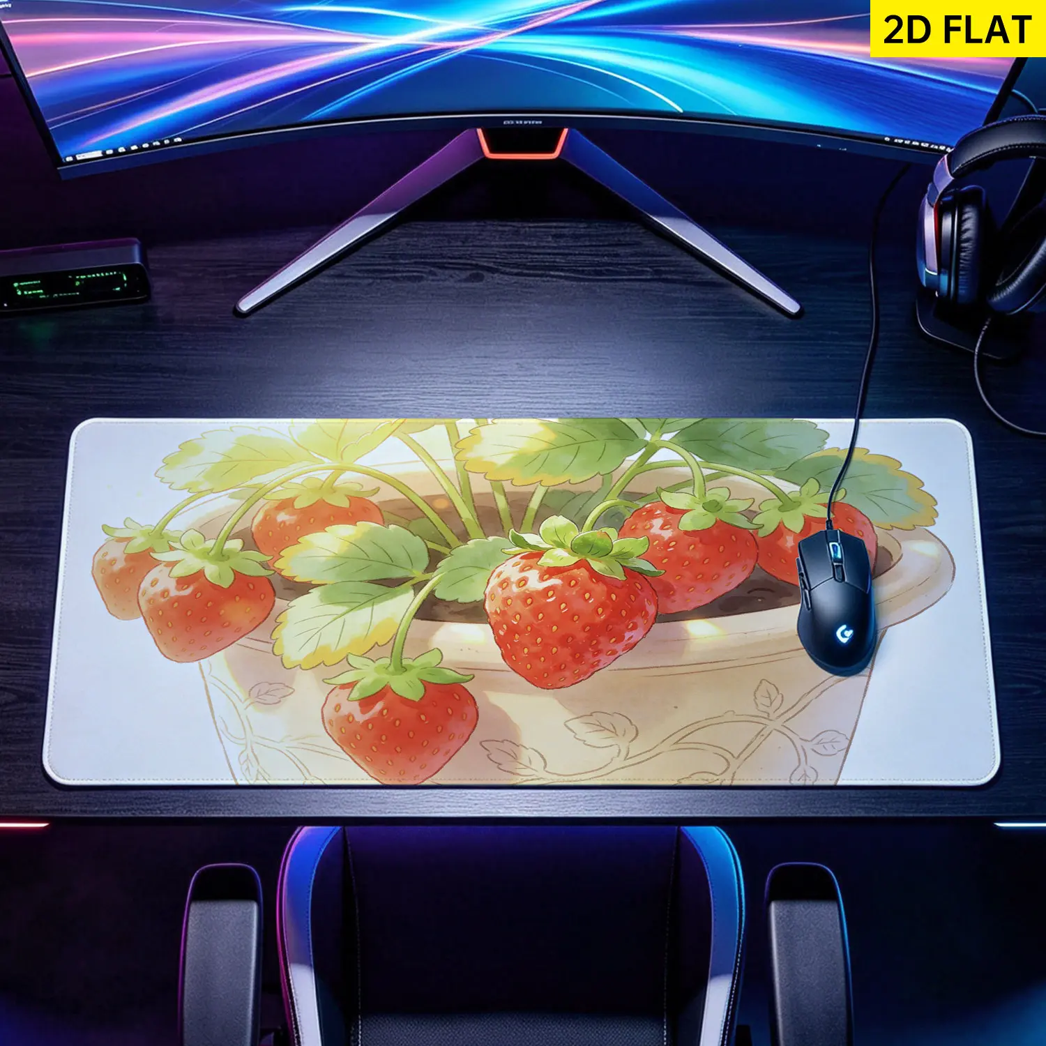 Extra Large fresh strawberry potted plant design Mouse Pad,Non Slip Rubber Pad,Desktop Decoration Drotection Pad,Washable,Lock Edge Multi Size,Premium Multipurpose Mousepad For Office,Home Desk,Gift for Family and Friends