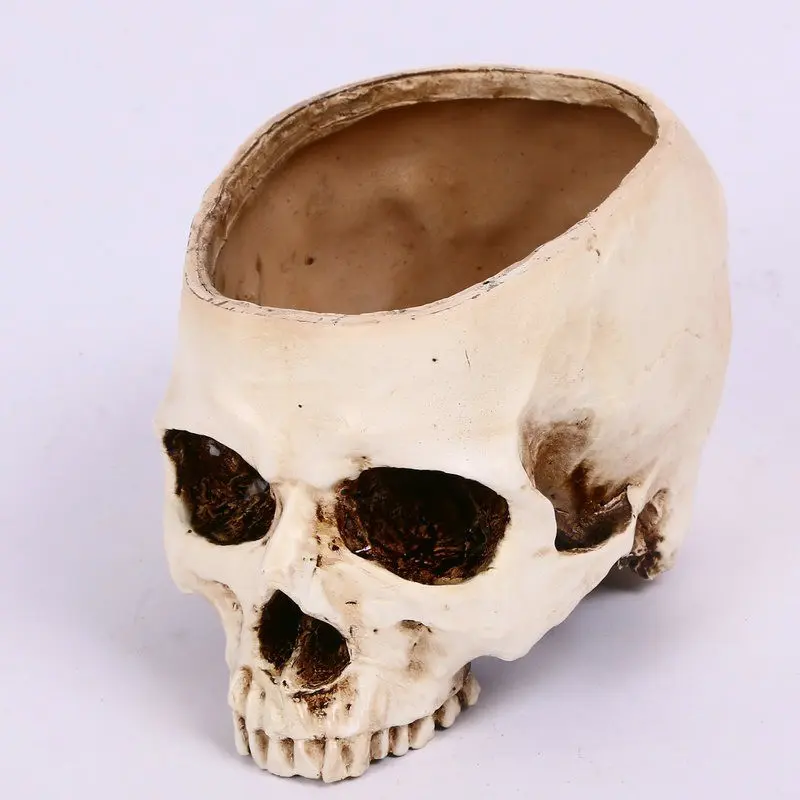 Halloween Skull Ashtray Planter, Creative Resin Decorative Piece, Unique Horror Theme Ornament, Perfect for Home Decoration