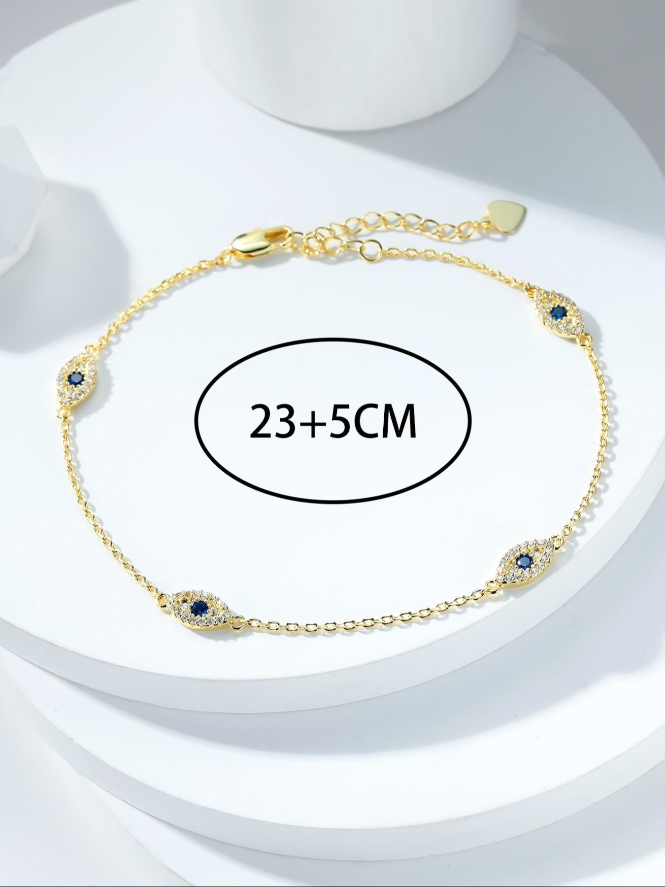 Luxury Exquisite Multi-color Synthetic Zirconia Devil's Eye Decorative Anklet, Fashionable Jewelry for Women, Birthday Gift for Girlfriend