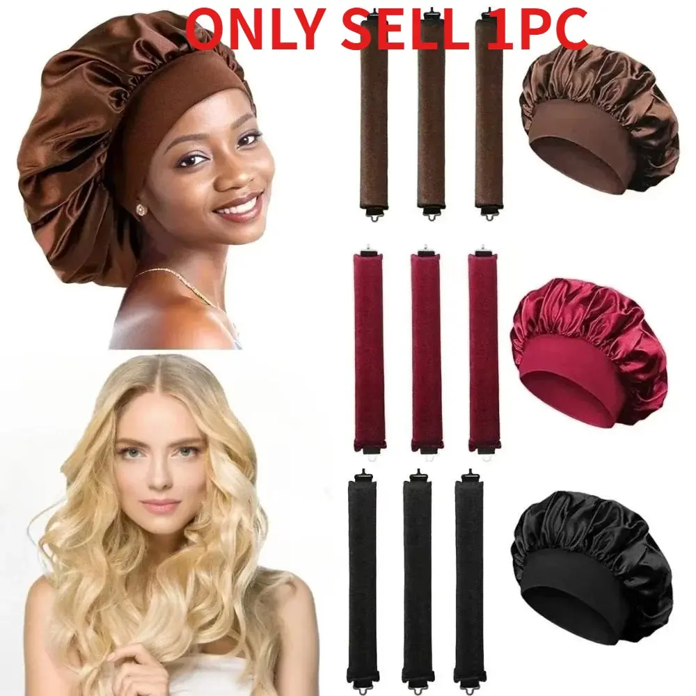 Heatless Hair Curler Set – No Heat Rollers and Curling Rod Headband, Soft Satin Sleeping Bonnet for Overnight Curls, Night Cap Styling Tool
