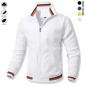18ACTIVEKITMen's casual pilot jacket, fashionable combination with fashionable zipper round neck polyester 100% long sleeved non stretch woven jacket