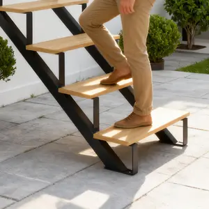 Heavy Duty Steel Stair Stringer 2 Pack – Reinforced Metal Stair Riser with Support Legs – Indoor & Outdoor Use – Multiple Step Options – Durable Construction for Home or Commercial Stairs, No Wood Planks