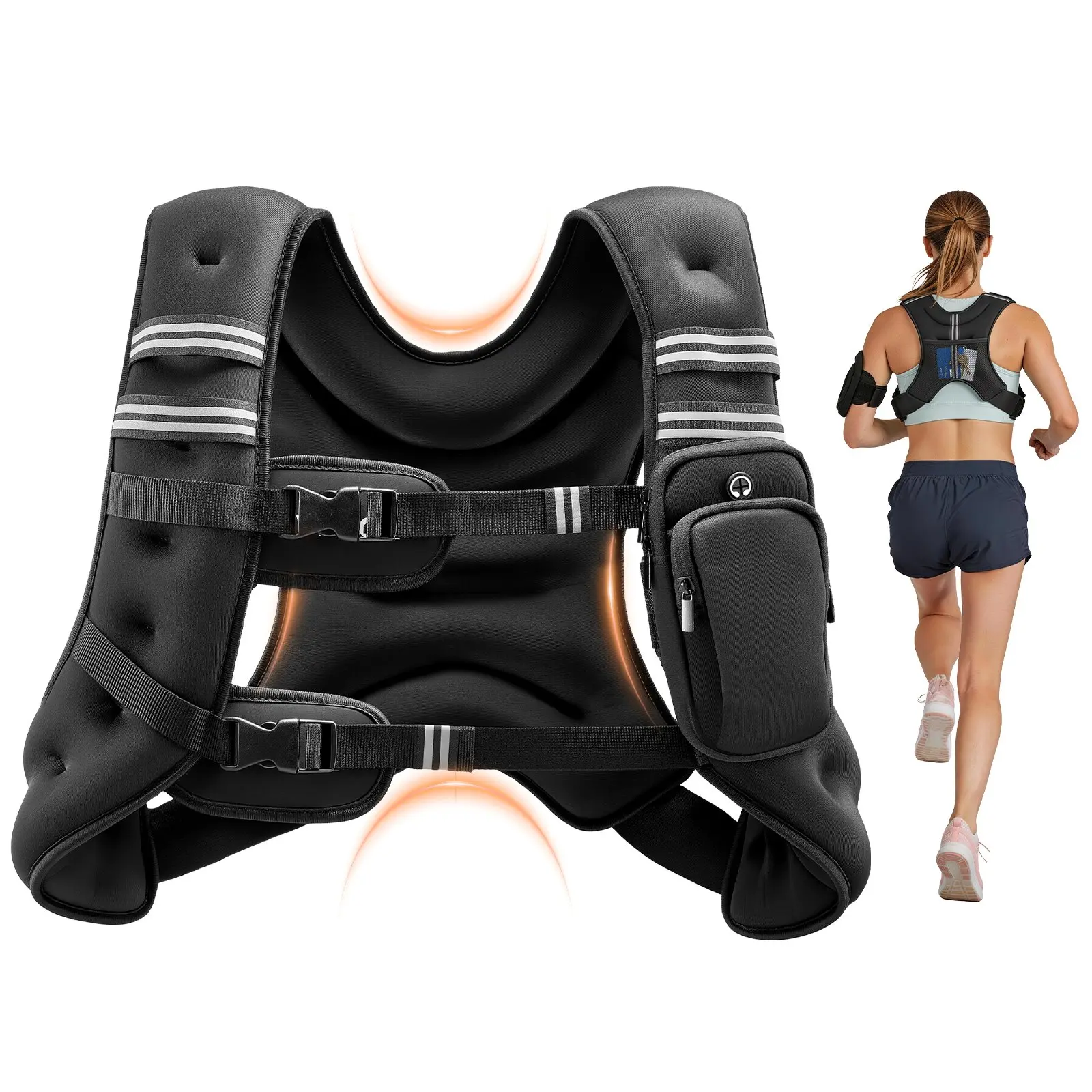 【DealsForYouDays】VEVOR Weighted Vest, 12 lbs Weight Vest with Reflective Stripe, Adjustable Buckle Body Weight Vest for Men Women, Workout Equipment for Strength Training, Running, Jogging, Fitness, and Weight Loss