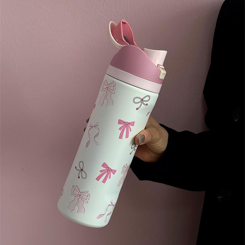 Butterfly Pattern Vacuum Flask, Thermos Cup, 24oz-32oz-40oz Stainless Steel Water Bottle, Portable Drinking Cup for Home Office School Outdoor, Drinkware, Insulated Travel Drinkware, Insulated Cups, Leak Resistant Tumbler