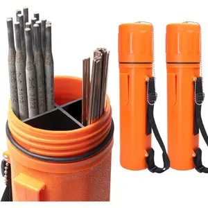 Welding Electrode Storage Tube 2 Pack (3” x 14”) - Moisture Proof Welding Rod Container with Adjustable Shoulder Strap & Leash-Lid, Divided Liner for Rod Organization