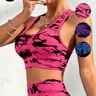 Tie Dye Halter Top, Wide Strap Seamless Bra, No Underwire, Padded Comfortable Yoga Bra, Fitness Sports Bra, All Seasons Casual Wear, Stretch Sports Bra, Sportswear Bra