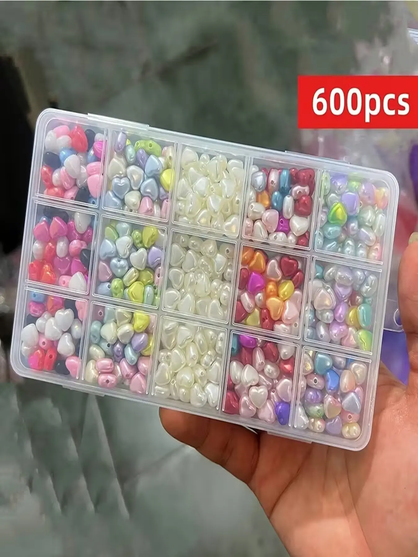 600pcs Acrylic Heart Charms Set, Multicolor Bead Kit for Bracelet Making, Beginner-Friendly Jewelry Craft Supplies, DIY Accessories