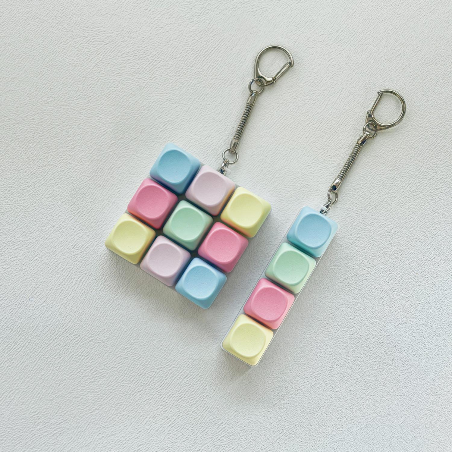 Keychain Fidget Toy Mechanical Keyboard - Portable Durable Backpack Accessory for Adults & Women, Colorful Key Button Stress Relief, Skin-Friendly Silicone, Pocket-Sized Decompression Tool