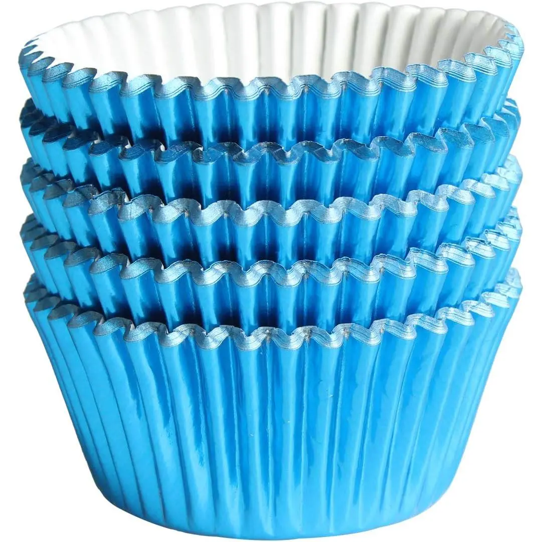 Blue-Foil Cupcake-Liners Paper-Baking-Cupcake,for different Parties, Weddings,Standard Sized(pack of 100) …