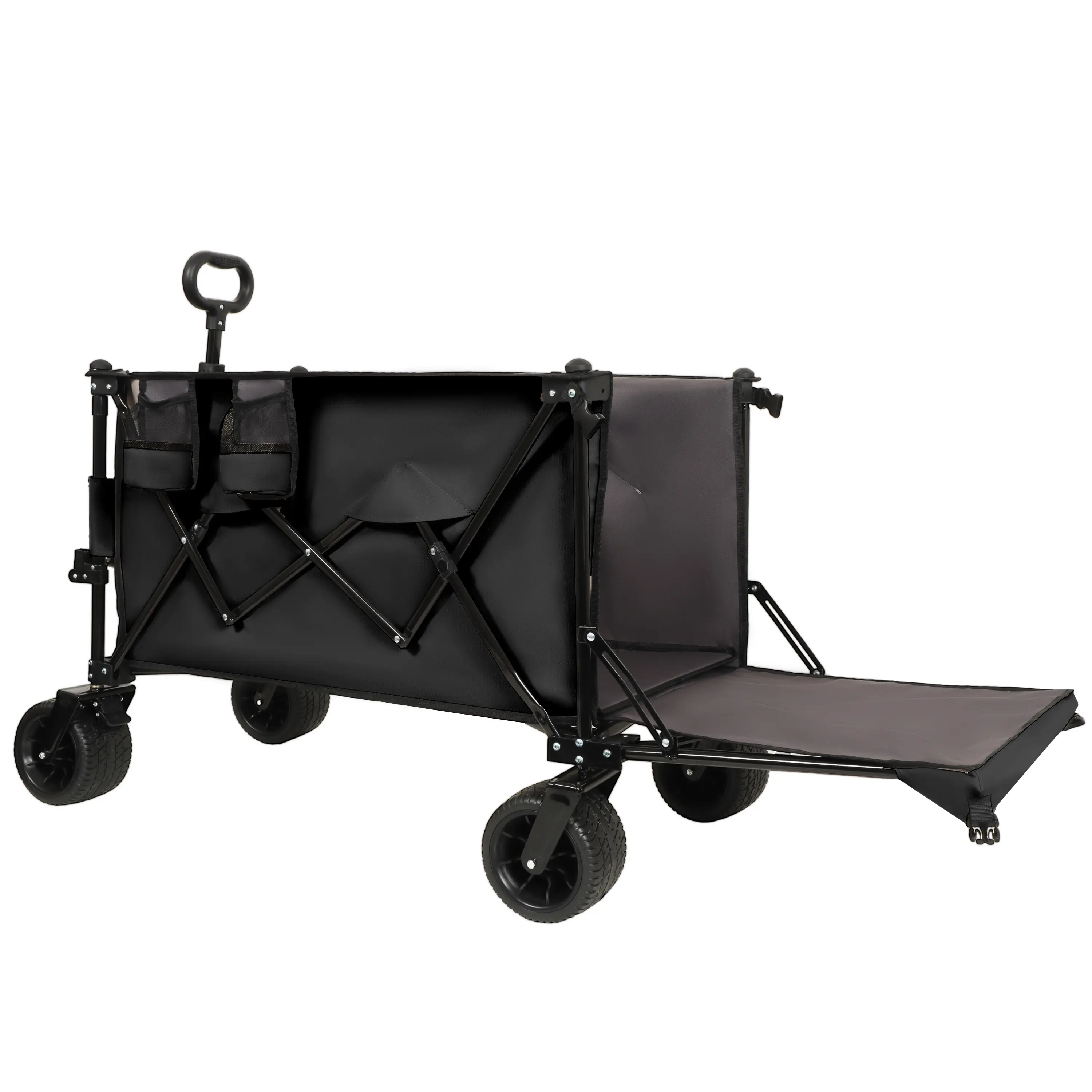 ARCH Foldable Wagon Cart Heavy Duty 480LBS Capacity with Extended Tailgate, All-Terrain Beach Wheels, Utility Wagon for Beach, Garden, Camping, Shopping, Black Gray, Steel Frame, Compact Foldable Storage, Black+ Gray Color Options
