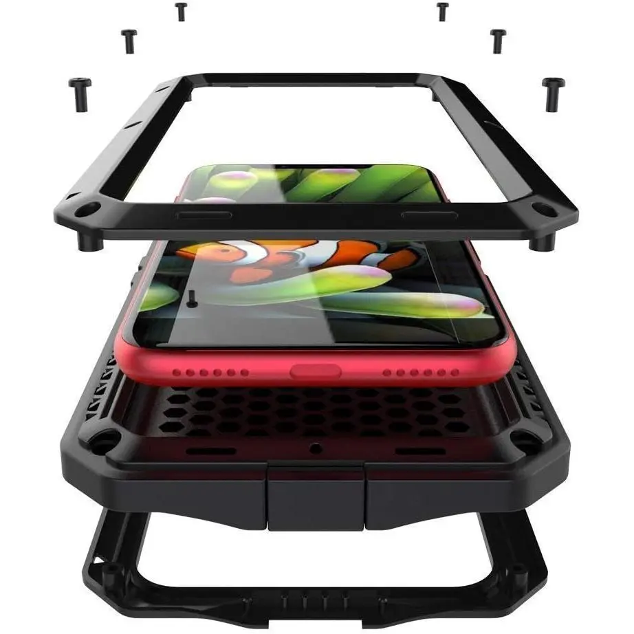 for iPhone XR Case,360 Full Body Protective Cover Heavy Duty Shockproof Tough Armour Aluminum Alloy Metal Case with Silicone Built-in Screen Protector for iPhone XR - Black