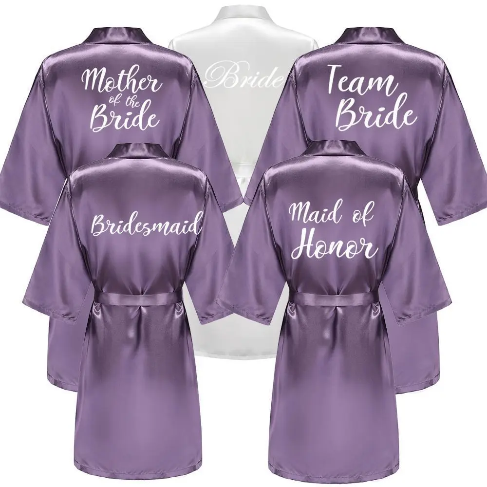 Wedding Bride Bridesmaid Robe Dressing Gown Women Bathrobe Nightgown Short Sleepwear Mother Maid of Honor Kimono