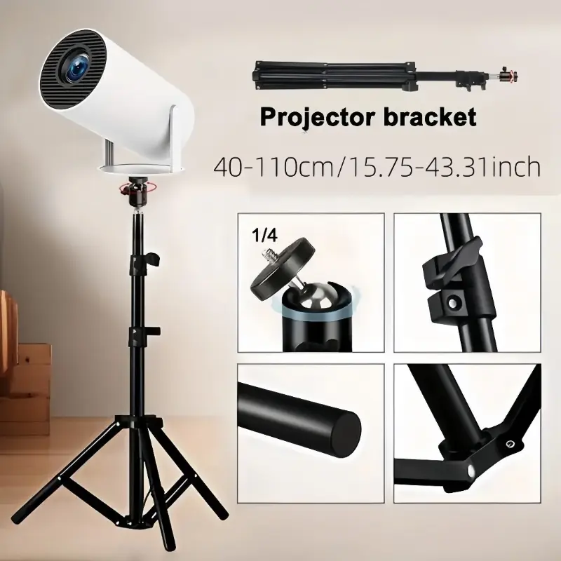 Adjustable Hy300 Pro Projector Stand with21.65/ 43.31 Inch Height, Durable Carbon Steel Tripod with Stability for Cameras and Projectors, Sturdy Plastic Connectors