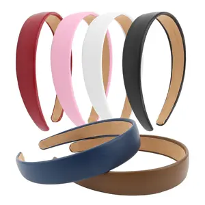 6 PCS Leather Headbands for Women Wide Cute Fashion Padded Headbands Non Slip Head Bands for Hair PU Leather Soft Hairband for Girls Hair Accessories