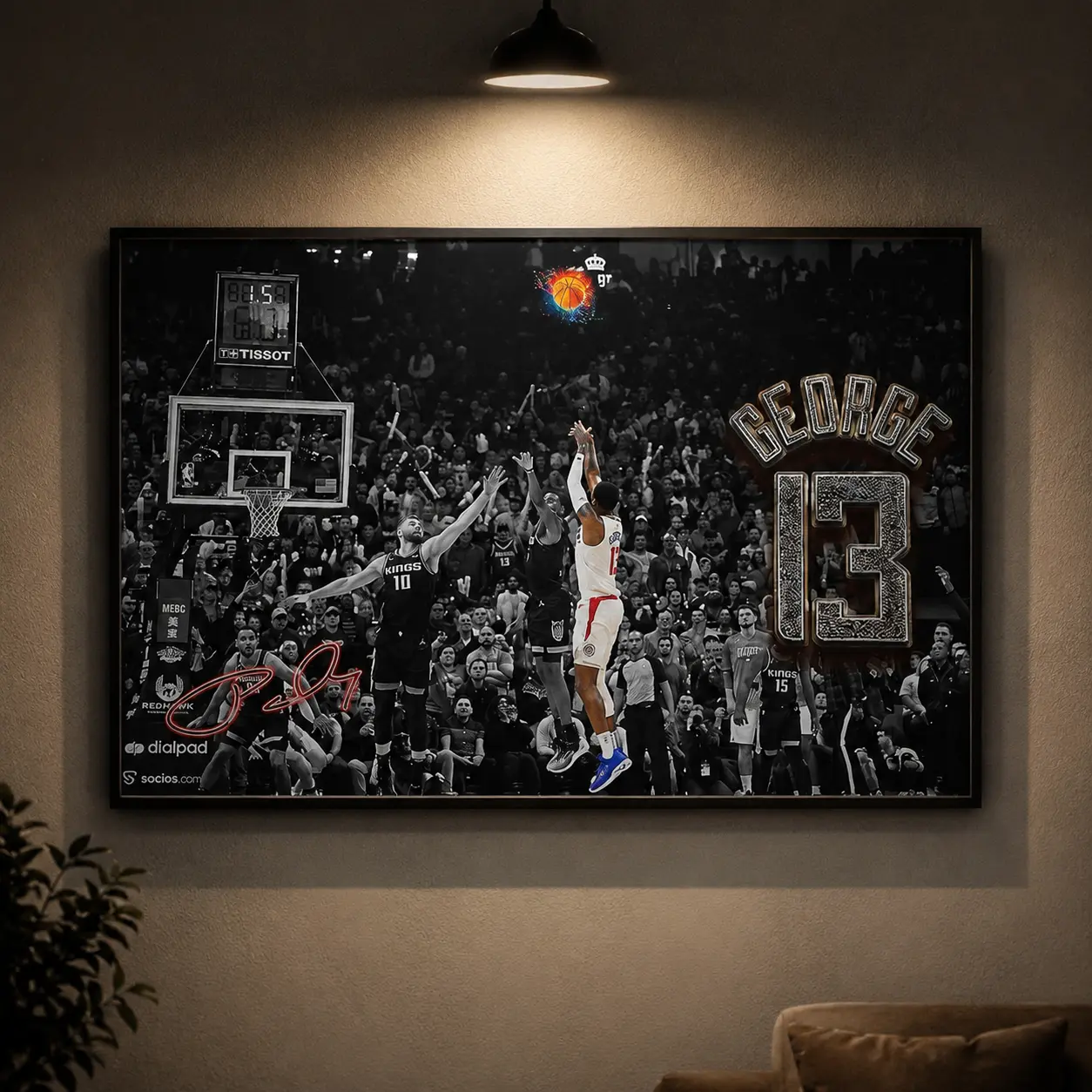 LA Clippers Paul George Canvas Wall Art Poster, NBA Basketball Artistic Print, Aesthetic Sports Artwork, Waterproof Canvas Decor for Bedroom Office Dorm Game Room Man Cave, Home Wall Decoration Gift for Basketball Fans Men Teens