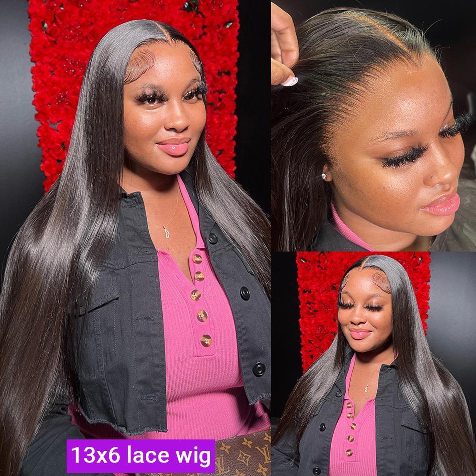 18-36 Inch 200 Density Bone Straight 13X6 Hd Lace Frontal Wig 13X4 Transparent Lace Front Pre Plucked Human Hair For Women