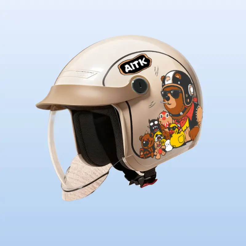 Unisex Rider Half Helmet, ABS Shell, Sun Protection, Adjustable Fit for Bike/Scoot/Moto Daily Commute, Portable Shockproof Safety Headgear for Outdoor Use