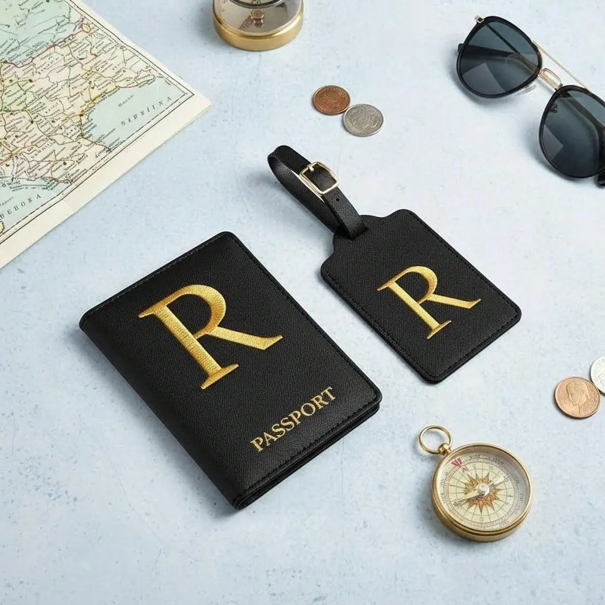 Monogrammed Personalized Initial Embroidered Fabric Luggage Tags - Charm Accessory, Backpack Charm, Travel Accessory, Bag Decoration, Women's Travel Essential Gift Idea (A-Z)