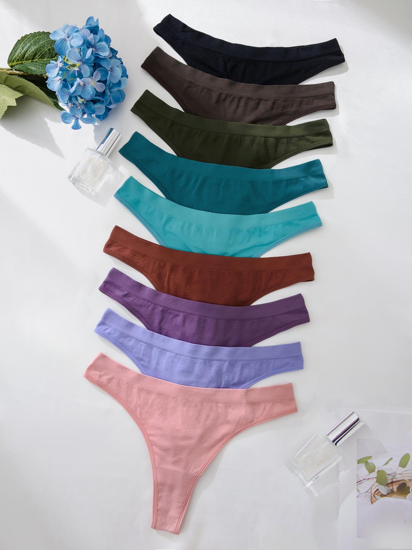 Women's Solid Color Seamless Thong, Casual Comfy Panties, Soft Comfy Breathable Panty for Daily Wear, Ladies Underwear for All Seasons