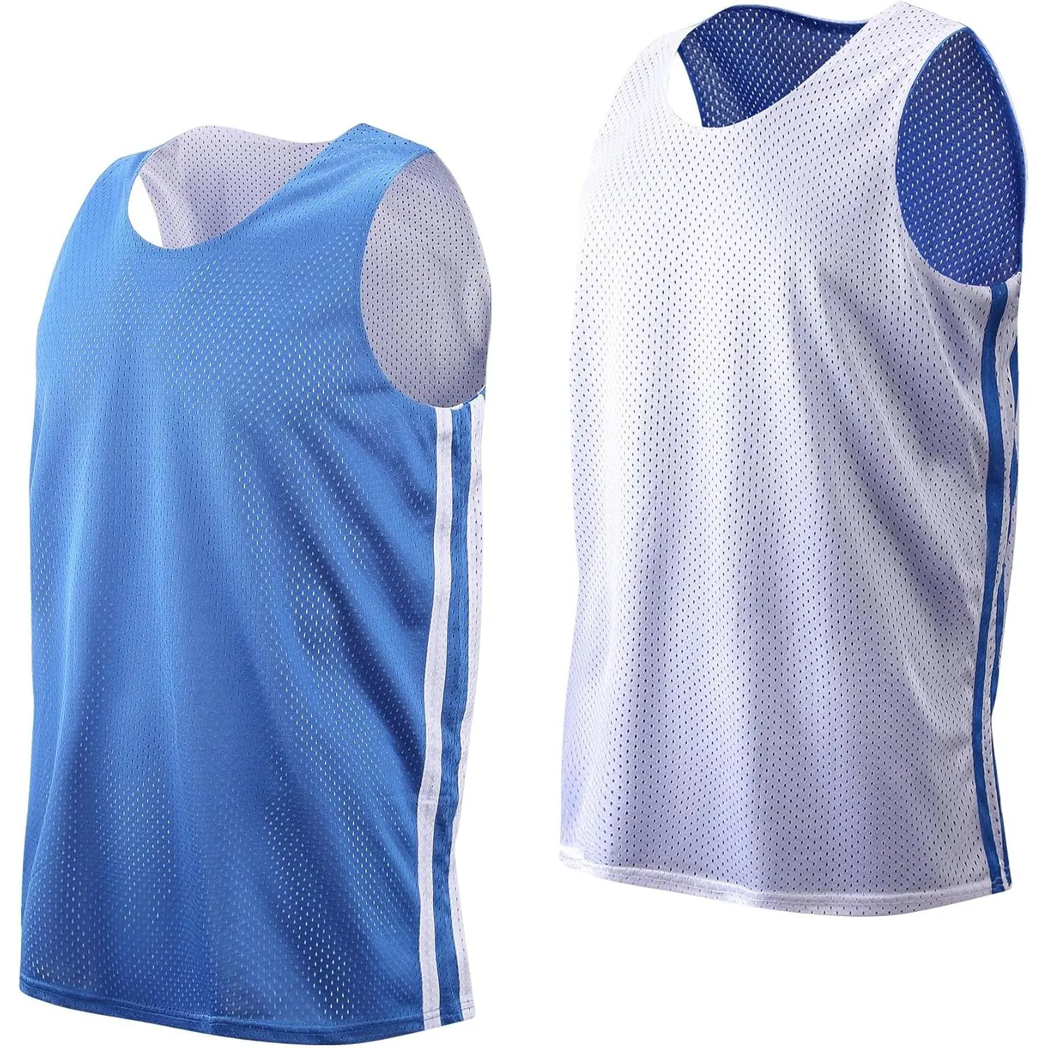 Male Polyester Reversible Basketball Jersey Mesh Athletic Tank Top - Breathable Sports Uniform for Practice, Training, 2XL, Large Sizes, Anti-Shrink, Loose-Fitting, Fade Resistant, Cold Wash, Quick Dry, Red/Black, Red/White, S