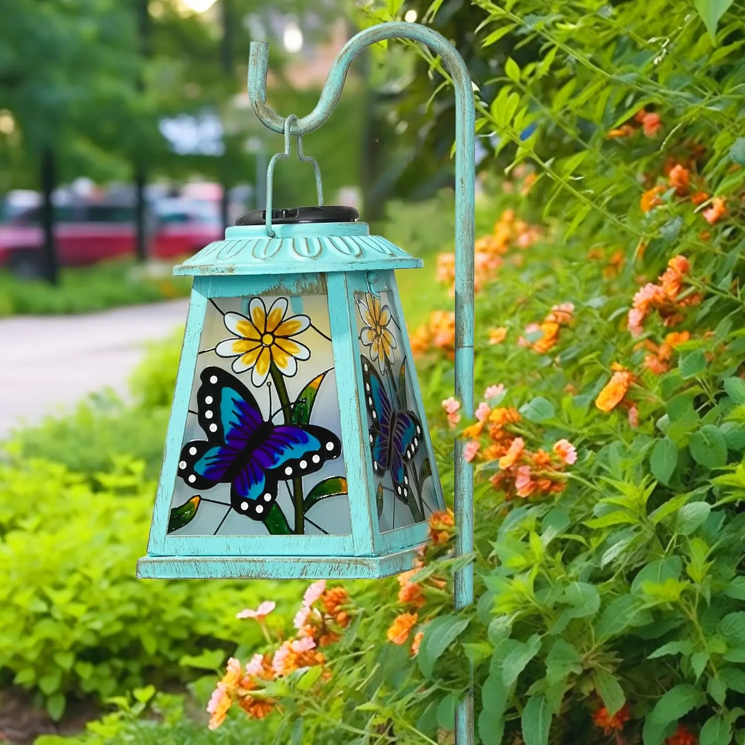 Butterfly Lantern with Hook, LED Light Waterproof for Yard Pathway, Butterfly Lantern Decor and Christmas Gift for Mom Grandma.