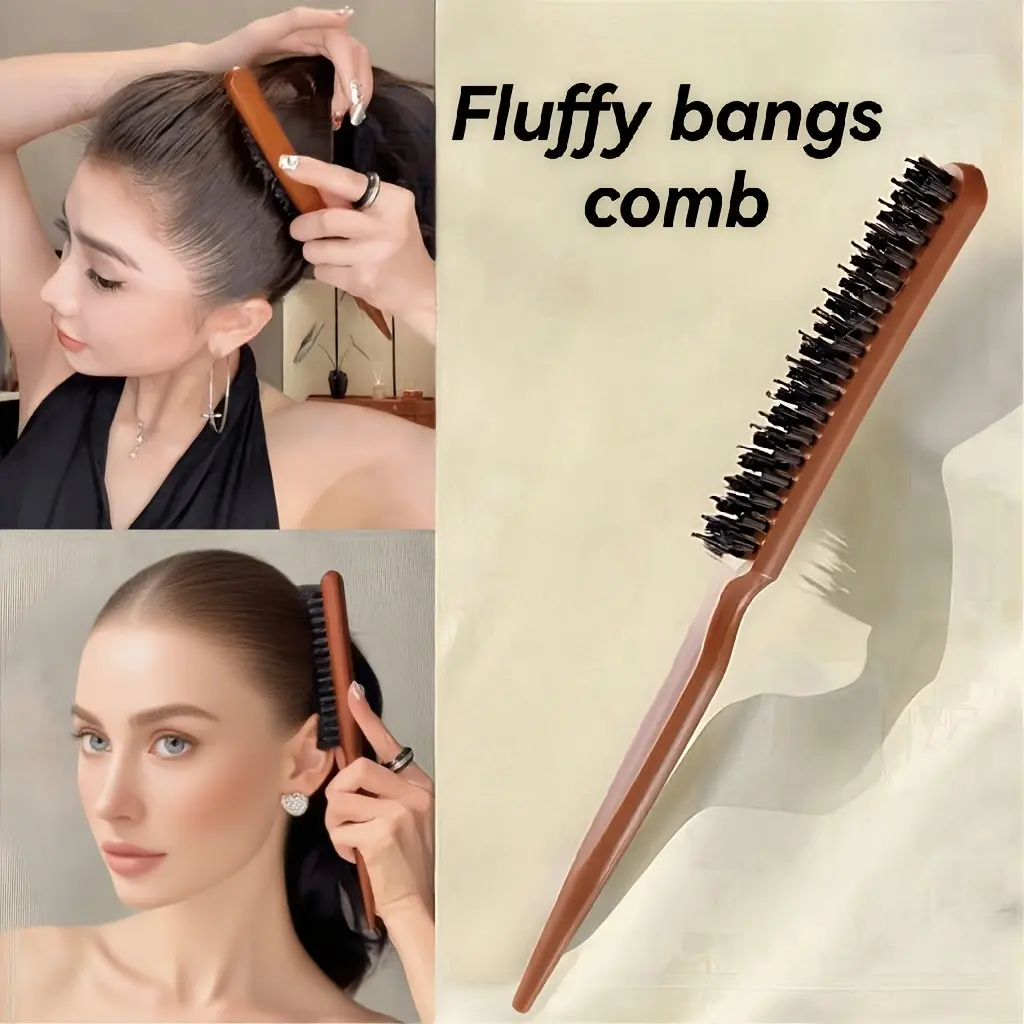 Hair Comb Tail Brush Narrow Teeth Hairbrush, Pile Bristle Hairbrush for Voluminous Styling, Long Handle Makeup Comb for Curling and Coiling, Rat Tail Comb