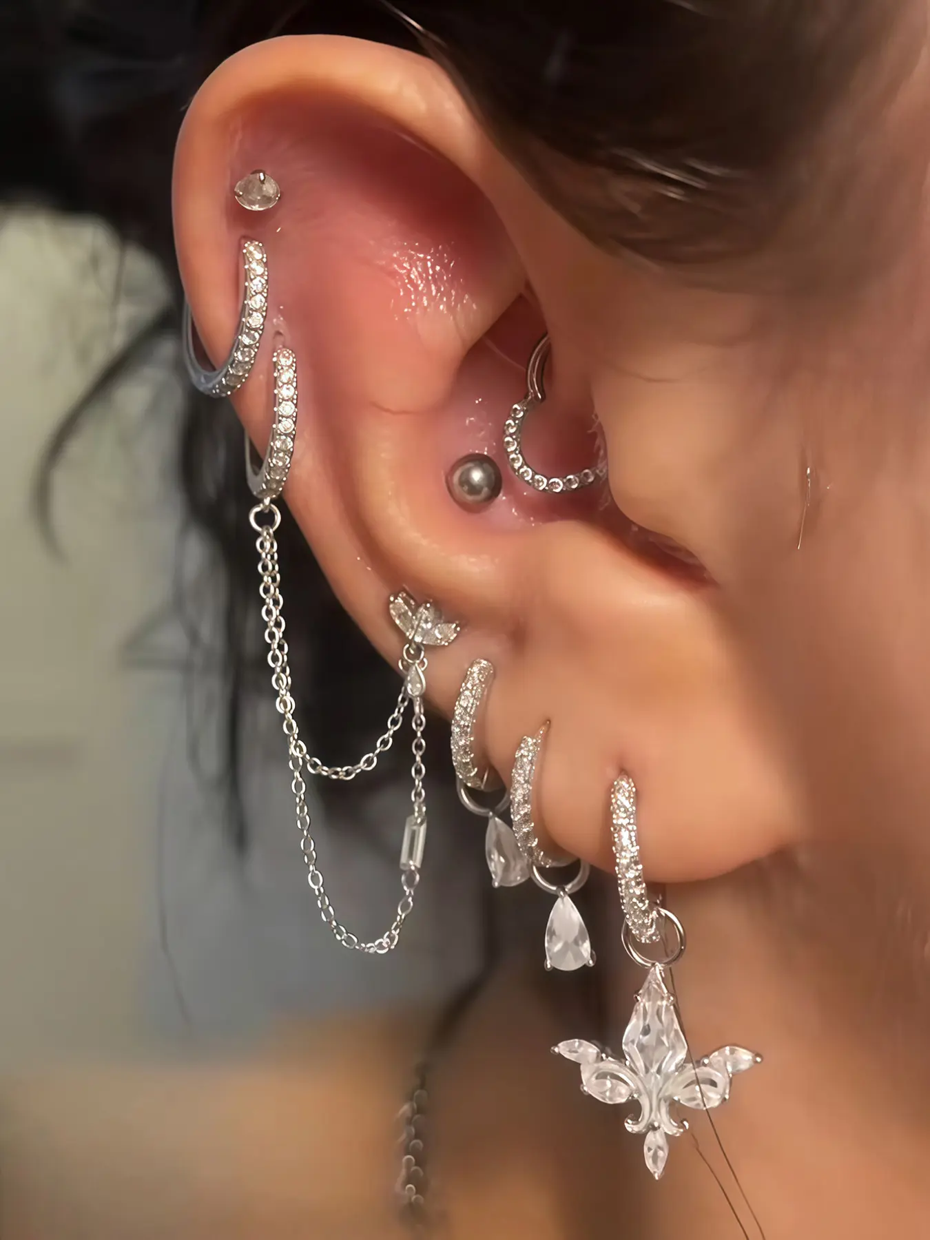 8 Pcs Zircon Earrings Set, Elegant Dangle Studs, Perfect for Daily Wear, Parties, Concerts, Holidays, Fashion Jewelry Accessories, Geometric Zircon Earrings