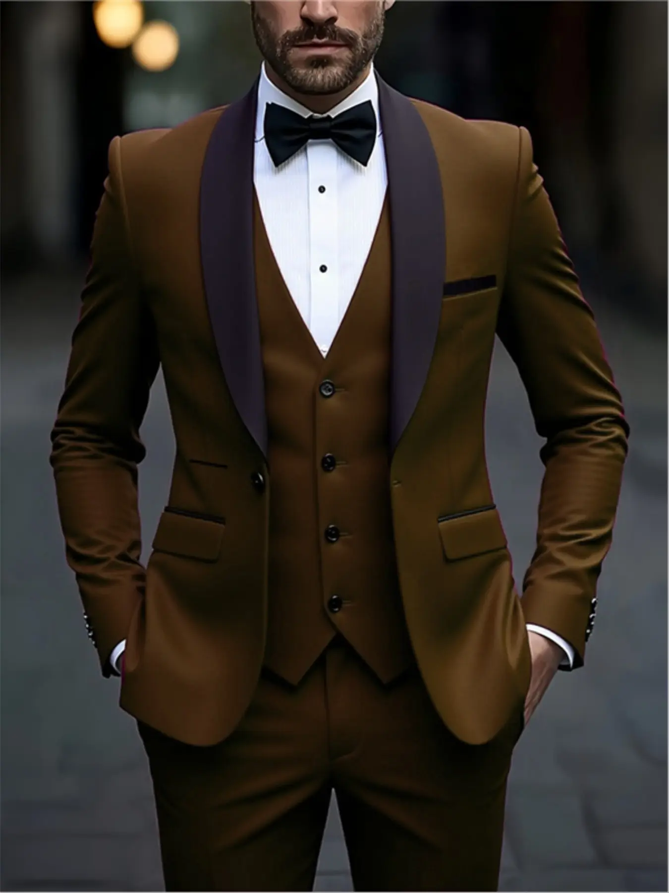 Men's Fashion Blazer Set, Party Business British Banquet Host Wedding, Spring & Fall Casual Suit, Plain Pattern